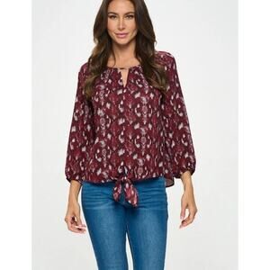 NWOT West K Veronica Tie Front Blouse Sz Small